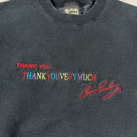 Elvis Presley Graceland Sweatshirt Mens Medium Black Thank You Very Much Vintage - Picture 6 of 6